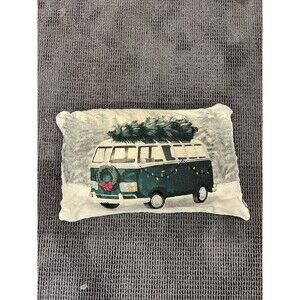 VW Bus Van Christmas Pillow The Farmhouse Rachel Ashwell 14"x24" feather filled